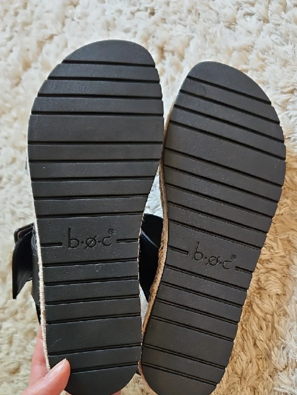 boc Black Two-Strap Platform Espadrille Sandals